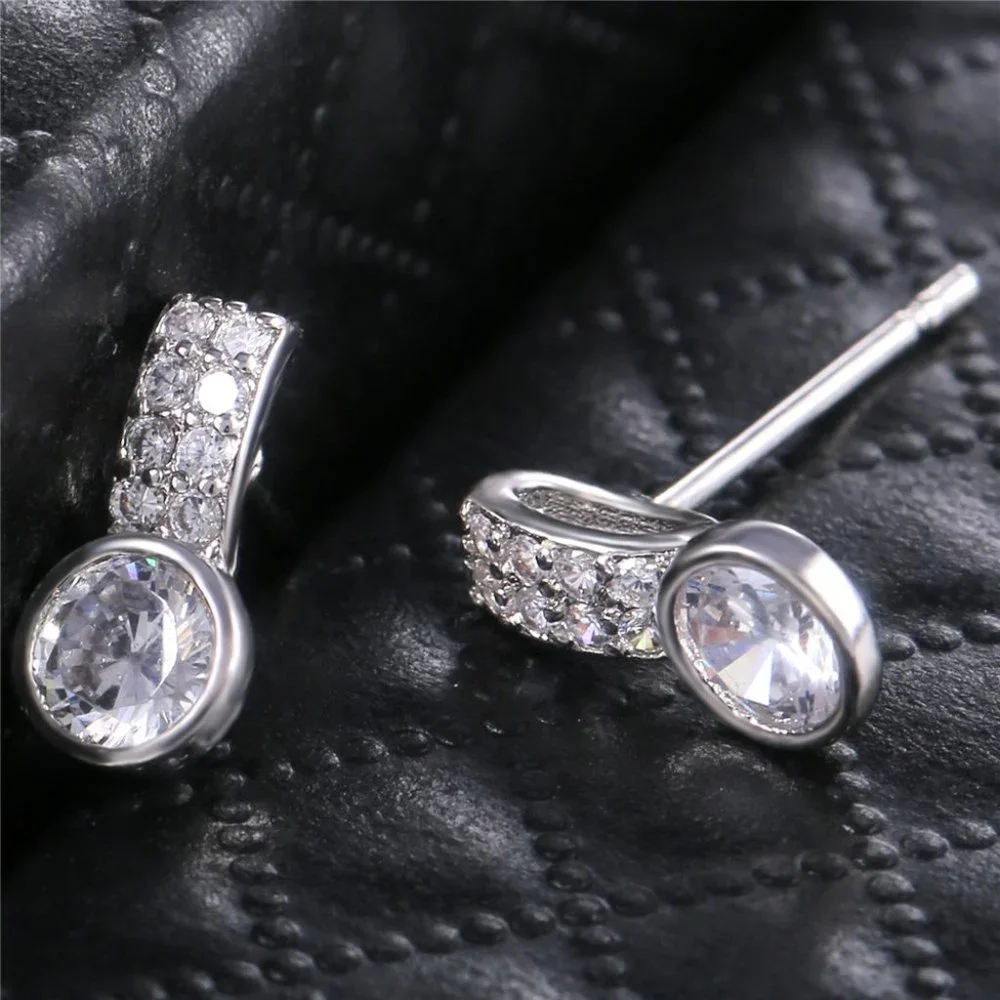 - 💕 Super Shiny Double Row CZ New Trends Stud Earrings, GPMB1449 - Picture 4 of 6